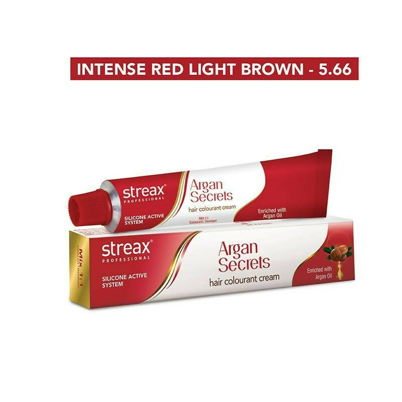 Streax Professional Argan Secrets Hair Colourant Cream - Intense Red Light Brown 5.66 | Grocsy
