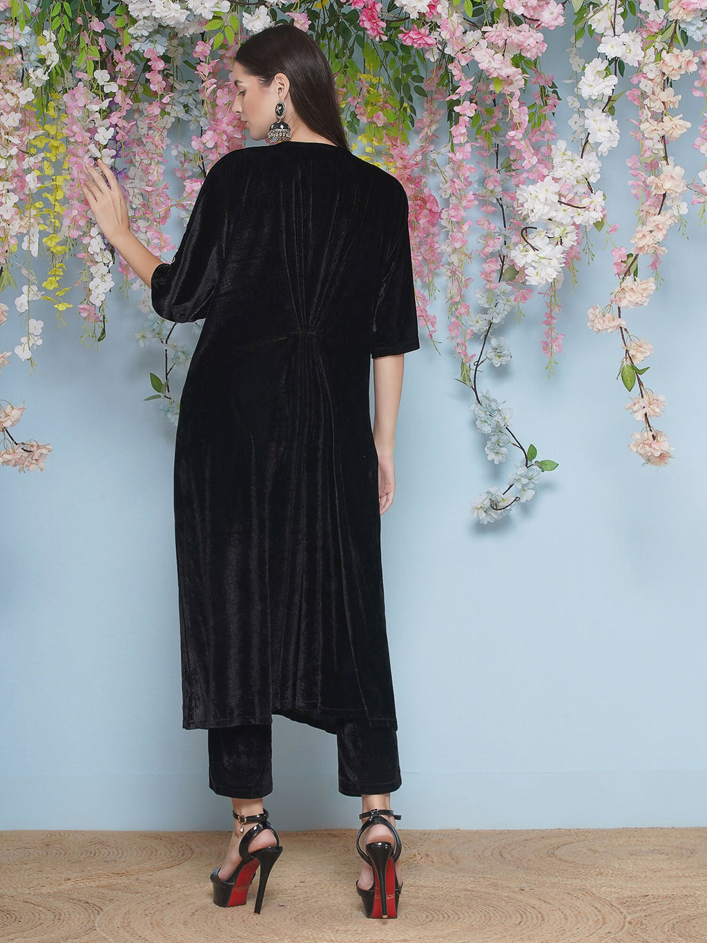 Joban Fashion Black Hand Embellished Velvet Set | Grocsy