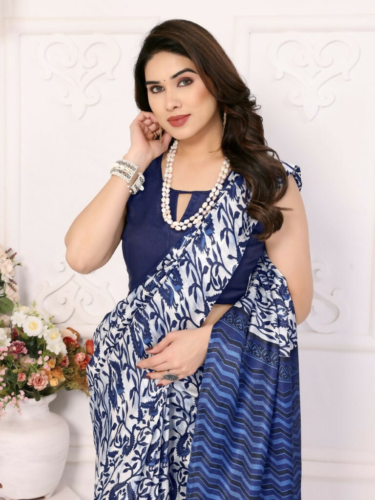 Designer Partywear Blue Khadi Fancy Saree - Kanak | Grocsy
