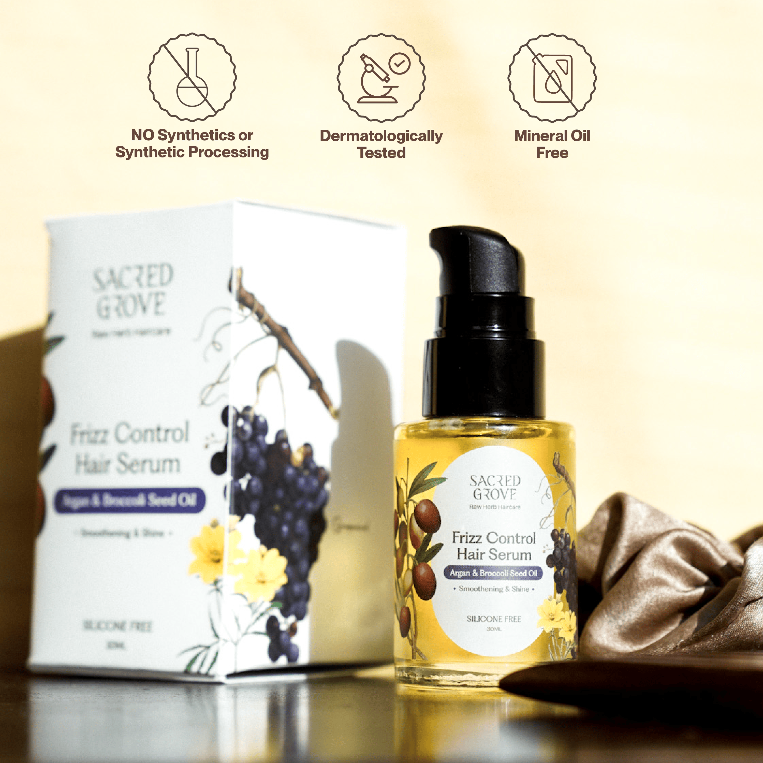 Sacred Grove Argan & Broccoli Seed Frizz Control Serum | Grocsy