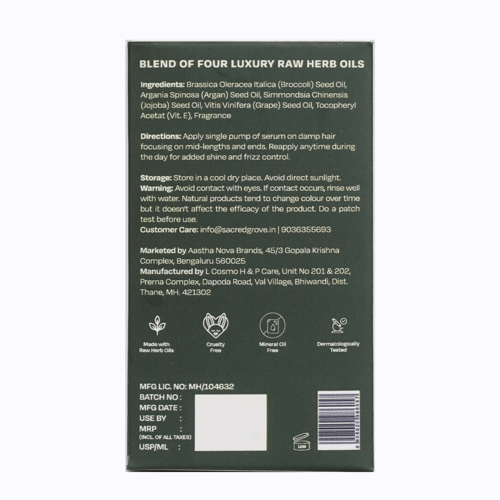 Sacred Grove Argan & Broccoli Seed Frizz Control Serum | Grocsy