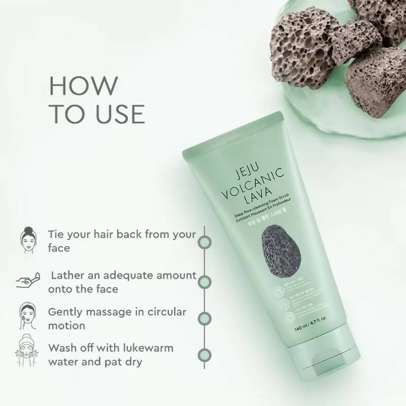 The Face Shop Jeju Volcanic Lava Scrub Foam - Korean Skincare | Grocsy
