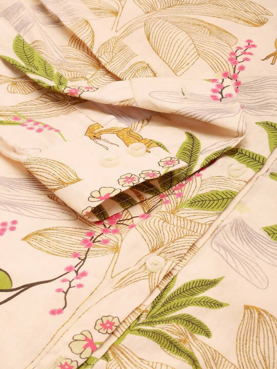 Beige Men Pure Cotton Relaxed Opaque Printed Casual Resort Shirt - Mahotsav | Grocsy