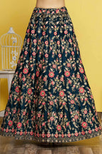 Blue Silk Semi-Stitched Wedding Bridal Lehenga - Nimaya | Grocsy