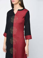 Aniyah Rayon Block Printed Double Color Straight Kurta (AN-112K) | Grocsy