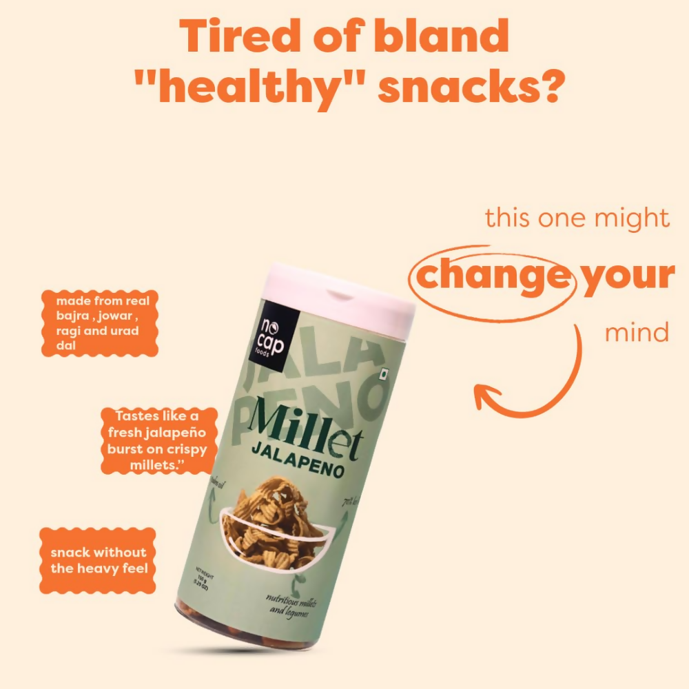Nocap foods Healthy Chips - Millet Jalapeno | Grocsy