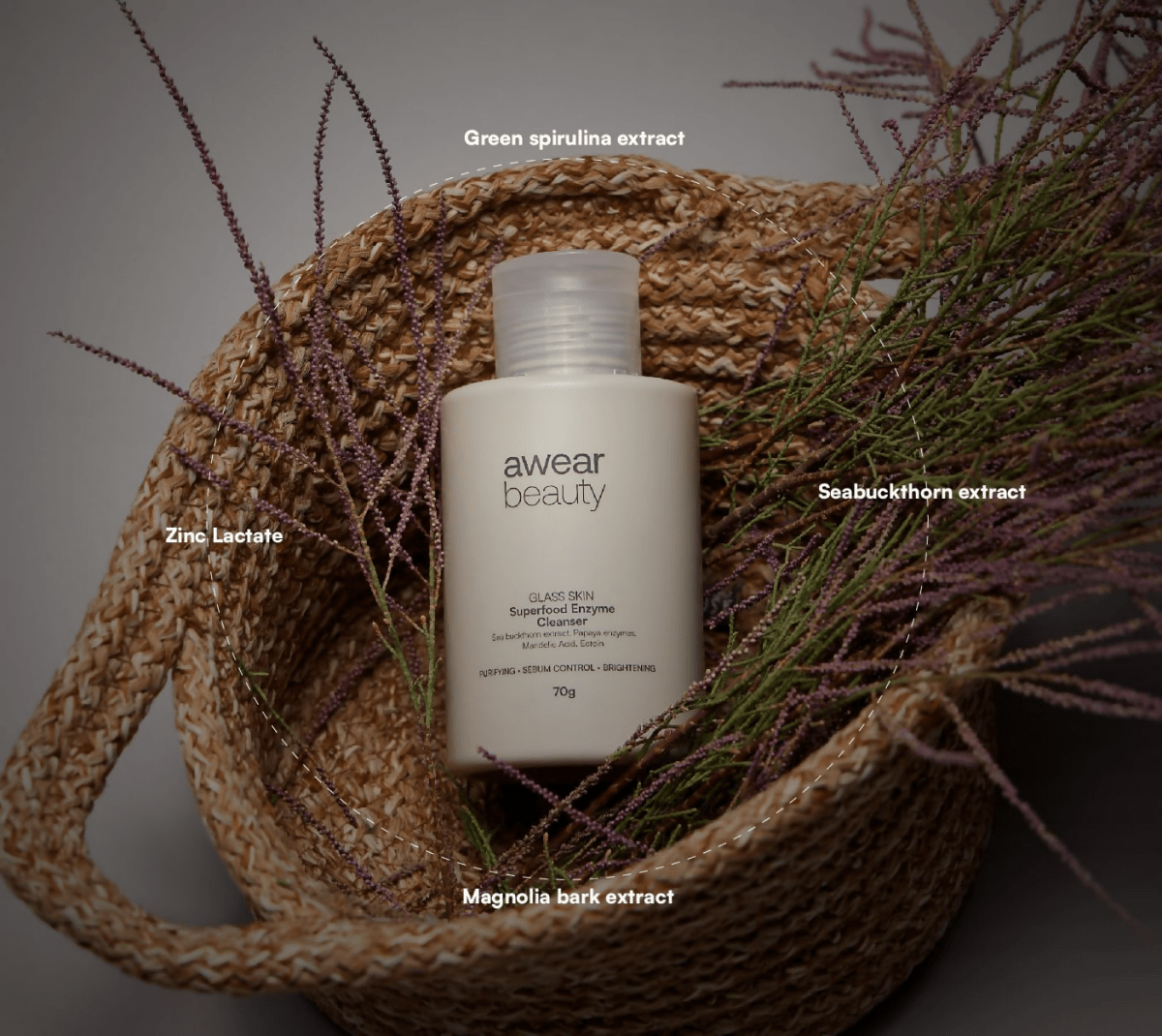 Awear Beauty Glass Skin Superfood Enzyme Cleanser | Grocsy
