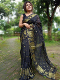 Exclusive Collection Black Beautiful Cotton Silk Saree | Grocsy