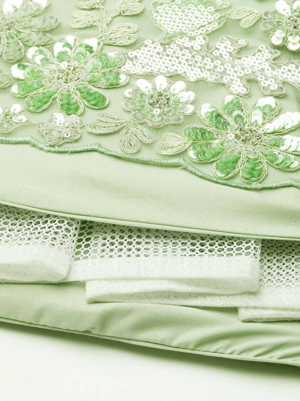 House of Panchhi Lime Green Net Sequins and Zarkan embroidery Lehenga choli & Dupatta | Grocsy