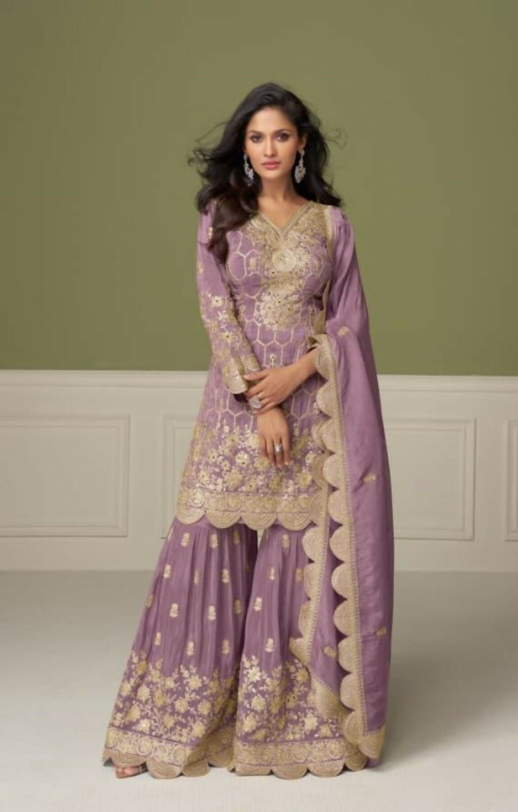 Anaita Purple Real Shimmer Readymade Suit with Embroidery & Real Mirror Work | Grocsy
