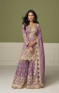 Anaita Purple Real Shimmer Readymade Suit with Embroidery & Real Mirror Work | Grocsy
