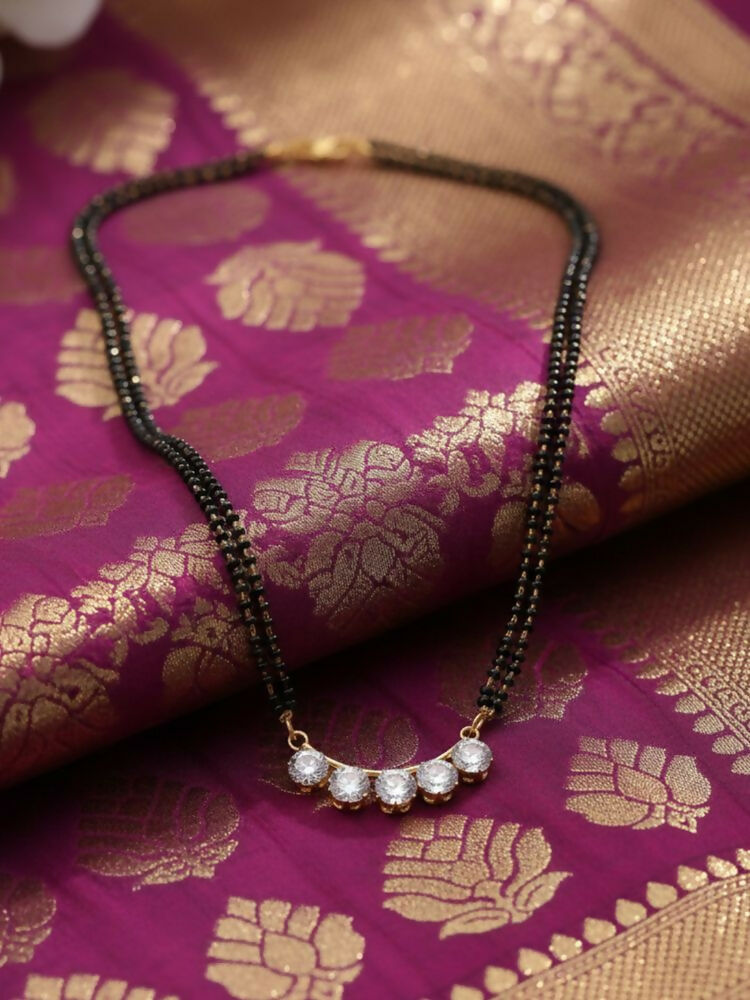 NVR Women Gold Plated Black Beaded Mangalsutra | Grocsy