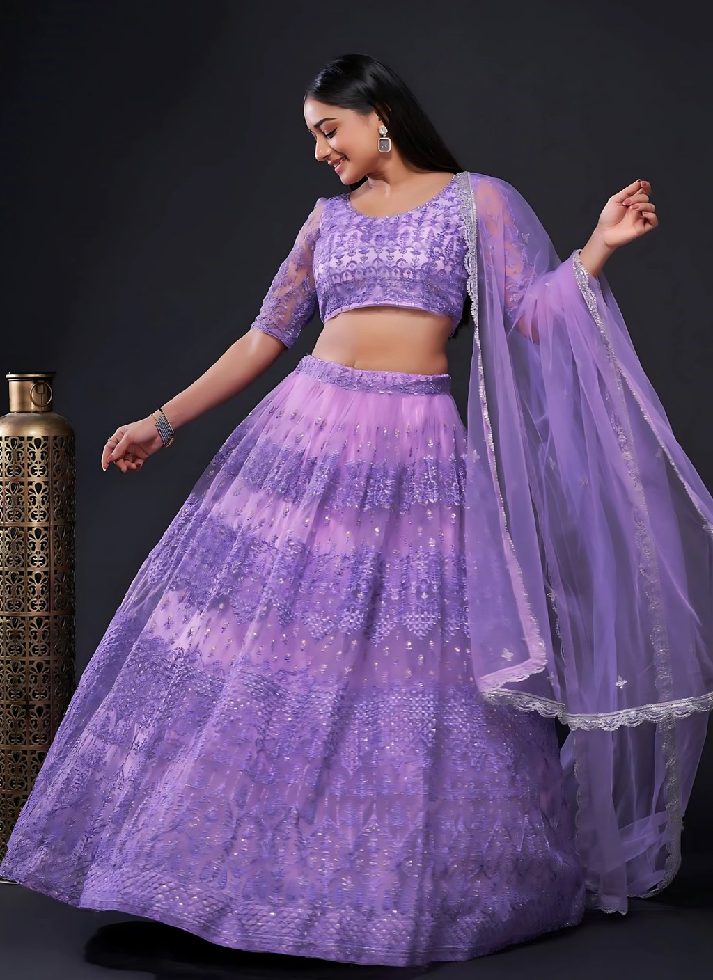 Lehenga Mart Designer Wedding Lehenga Choli For Women - Light Purple | Grocsy