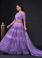 Lehenga Mart Designer Wedding Lehenga Choli For Women - Light Purple | Grocsy