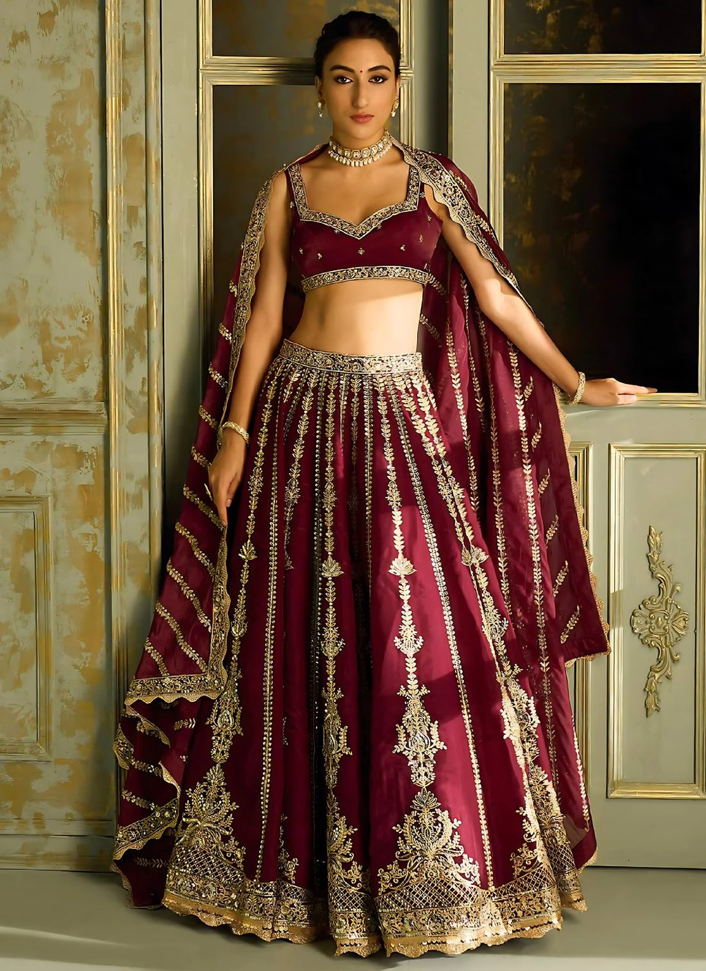 Lehenga Mart Designer Wedding Lehenga Choli For Women - Maroon | Grocsy