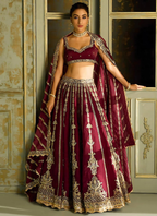 Lehenga Mart Designer Wedding Lehenga Choli For Women - Maroon | Grocsy