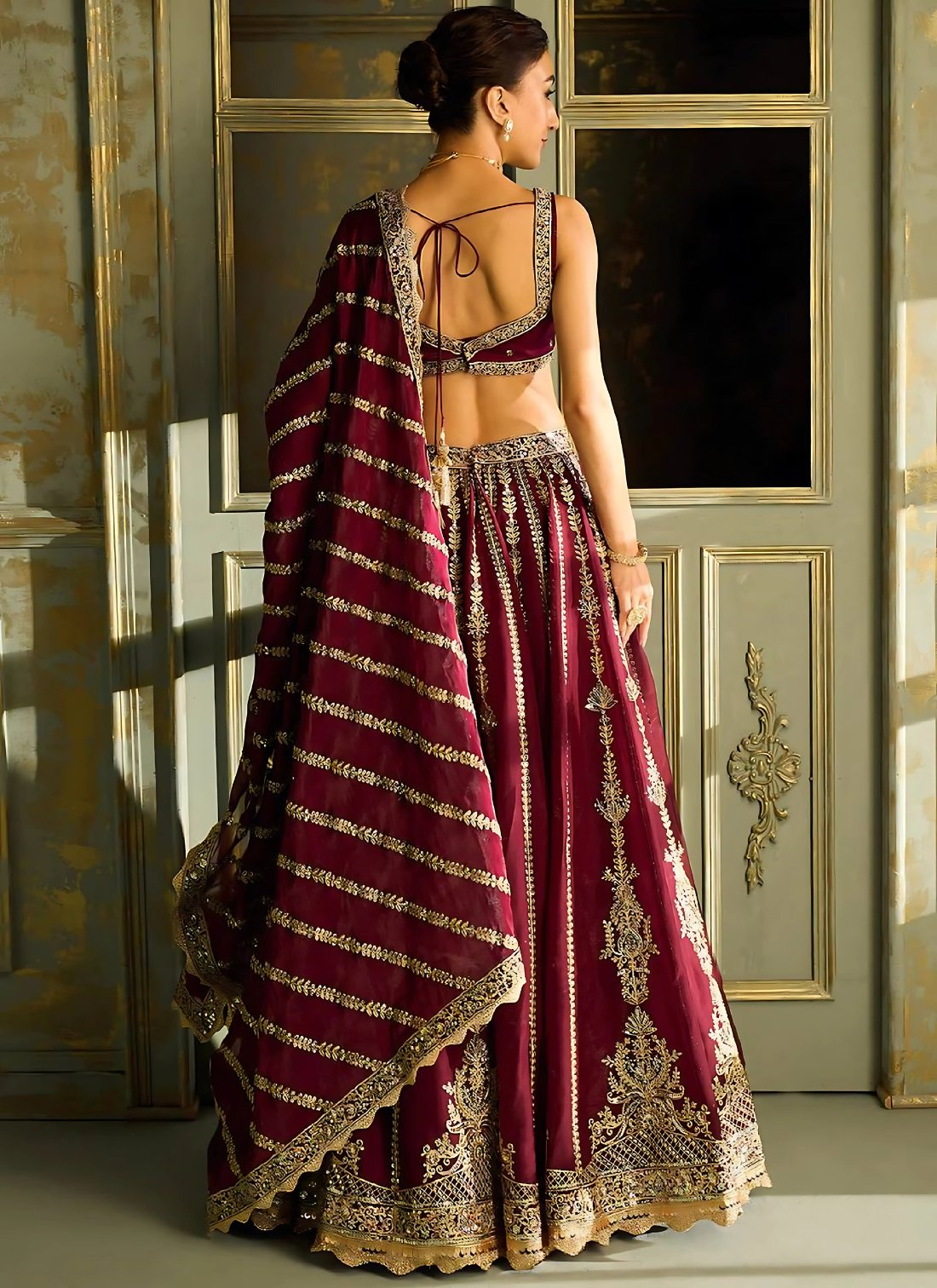 Lehenga Mart Designer Wedding Lehenga Choli For Women - Maroon | Grocsy