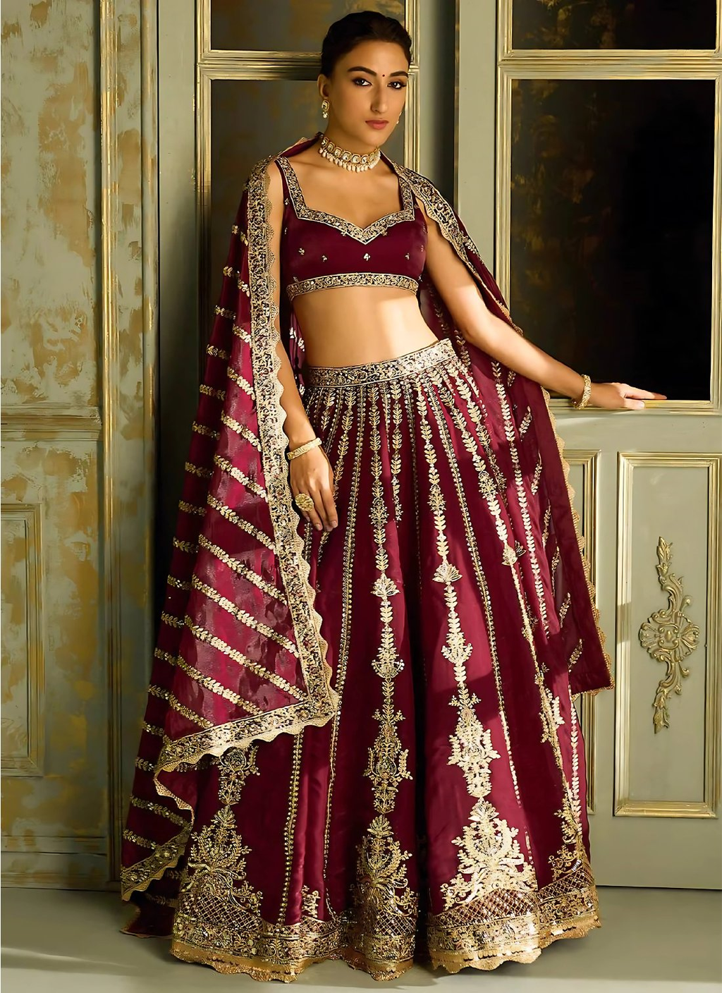 Lehenga Mart Designer Wedding Lehenga Choli For Women - Maroon | Grocsy