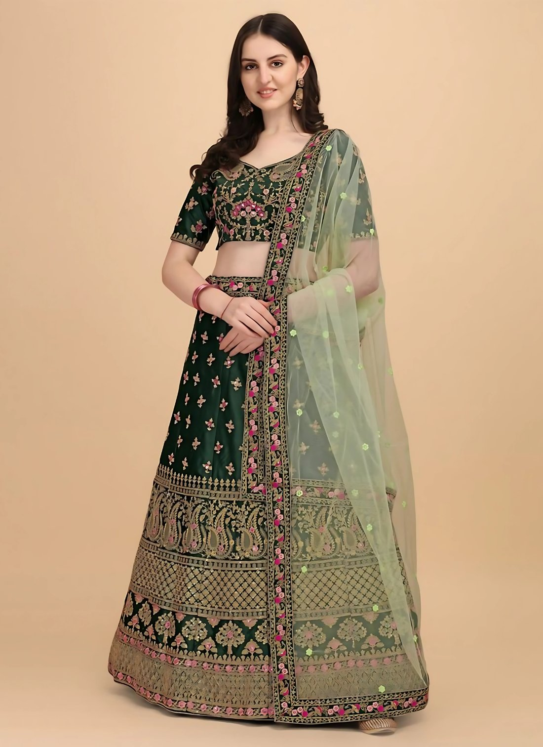 Lehenga Mart Designer Wedding Lehenga Choli For Women - Green | Grocsy
