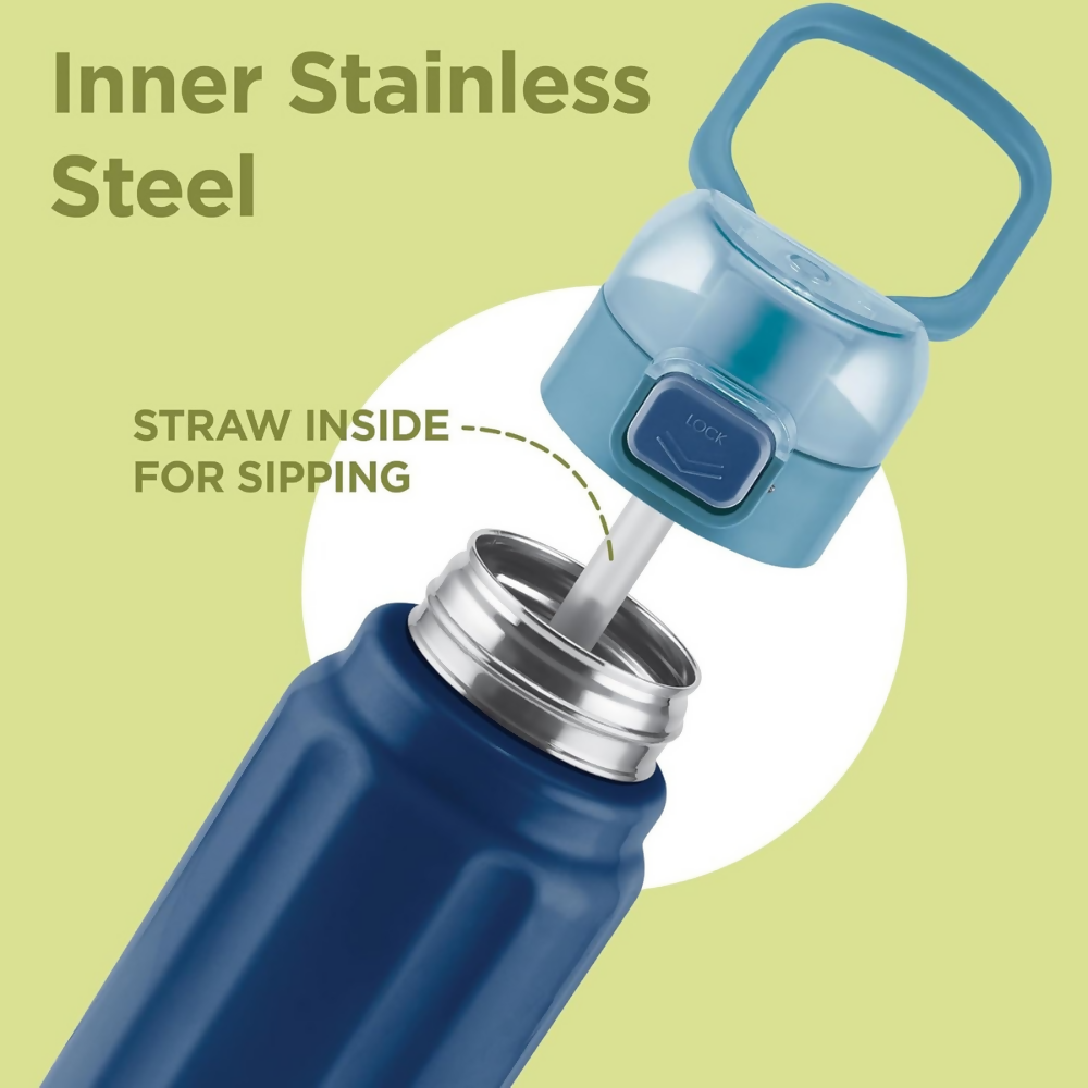 Milton Taurus 900 Steel Thermoware Inner Stainless Steel PU Insulated & Leak Proof Water - Dark Blue | Grocsy