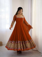 Teeya Creation Fenta Color Heavy Georgette Wedding Wear Embroidery Work Long Gown | Grocsy