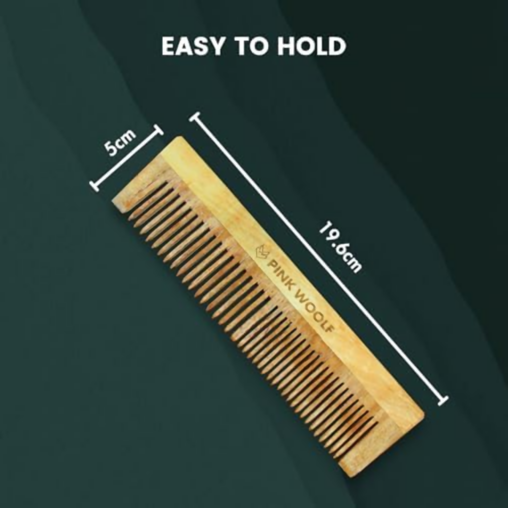 Pink Woolf Neem Wooden Comb for Men | Grocsy