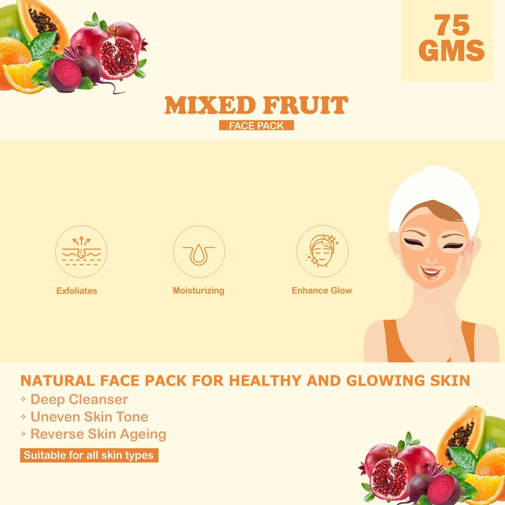 Kimayra Mixed Fruit Face Pack Powder For Natural Glow Skin Helps In Cleanse Oil & Dirt From Skin | Grocsy