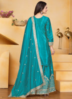 Prazu Fashion Firozi Crepe Silk Sequin Embroidered Sharara Suit | Grocsy