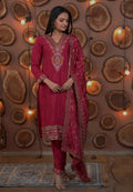 Prazu Fashion Pink Chinon Silk Embroidered Designer Salwar Suit | Grocsy