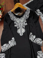 Prazu Fashion Black Crepe Silk Embroidered Palazzo Suit | Grocsy