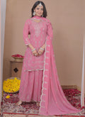 Prazu Fashion Light Pink Georgette Sequin Embroidered Sharara Suit | Grocsy