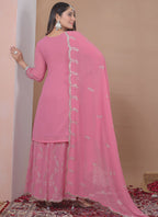Prazu Fashion Light Pink Georgette Sequin Embroidered Sharara Suit | Grocsy