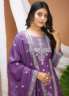 Prazu Fashion Lavender Crepe Silk Sequin Embroidered Sharara Suit | Grocsy