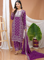 Prazu Fashion Violet Georgette Sequence Embroidered Salwar Suit | Grocsy