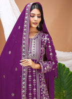 Prazu Fashion Violet Georgette Sequence Embroidered Salwar Suit | Grocsy