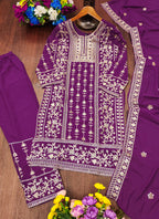 Prazu Fashion Violet Georgette Sequence Embroidered Salwar Suit | Grocsy
