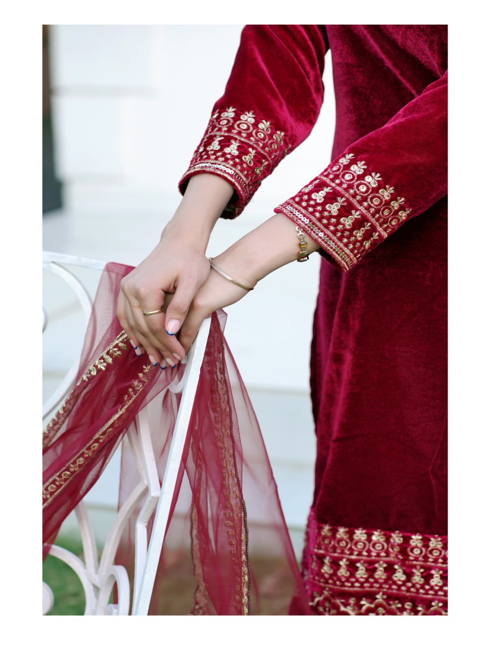 Teeya Creation Red Color Viscose Velvet Heavy Embroidery Work Fully Stitched Salwar Suit | Grocsy