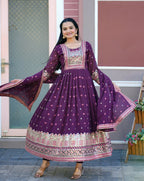 Teeya Creation Olive Color Faux Georgette Heavy Embroidery Work Fully Stitched Sharara Suit | Grocsy