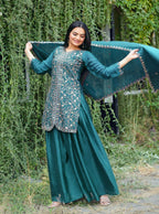 Prazu Fashion Morpich Chinon Silk Embroidered Sharara Suit | Grocsy