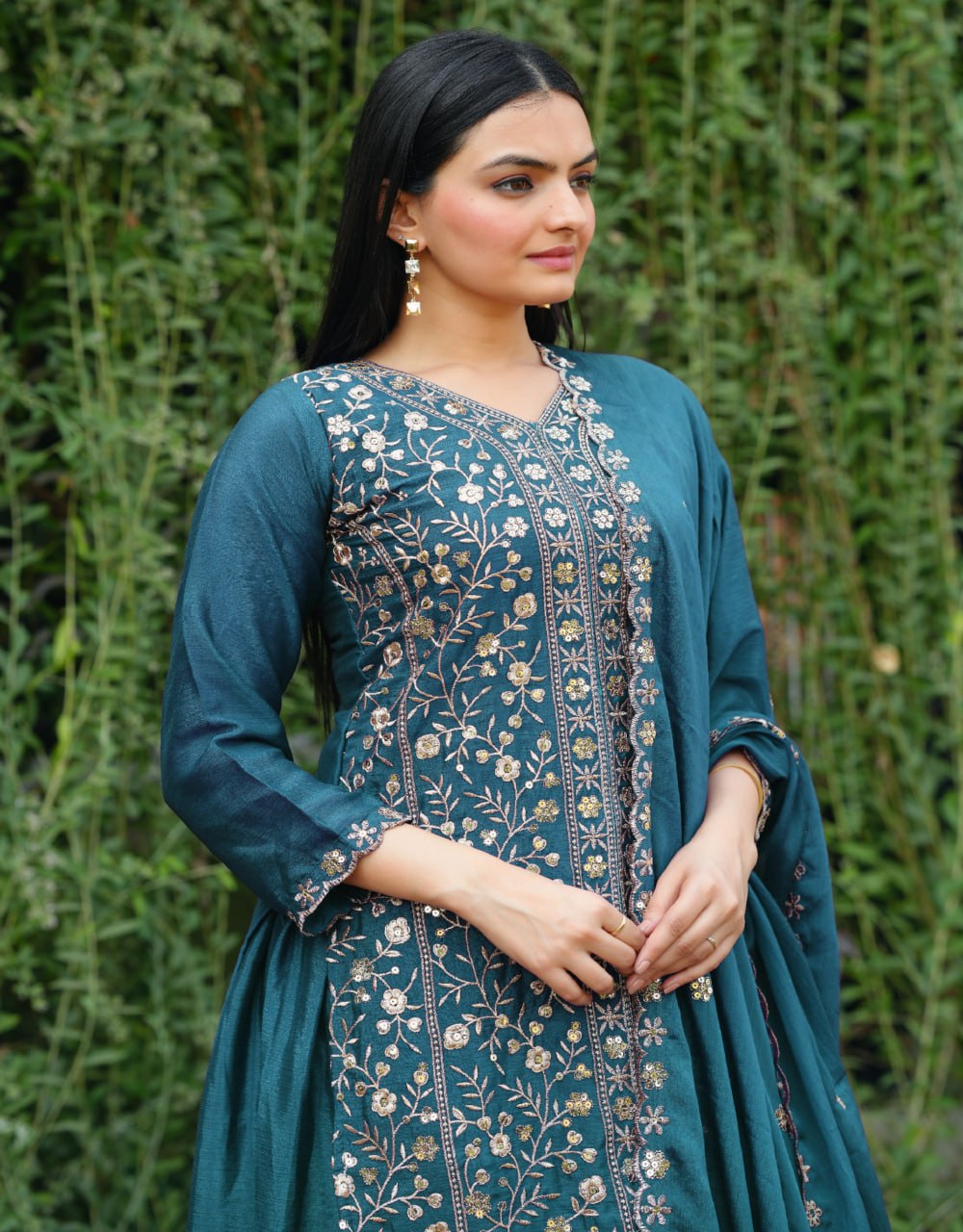 Prazu Fashion Morpich Chinon Silk Embroidered Sharara Suit | Grocsy