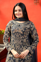 Teeya Creation Black Color Faux Georgette Embroidery Work Fully Stitched Salwar Suit | Grocsy