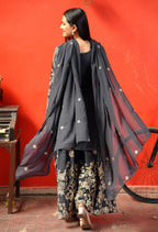 Teeya Creation Black Color Faux Georgette Embroidery Work Fully Stitched Salwar Suit | Grocsy