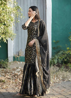 Teeya Creation Black Color Chinnon Silk Embroidery Work Fully Stitched Salwar Suit | Grocsy