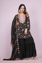 Teeya Creation Black Color Faux Georgette Embroidery Work Fully Stitched Salwar Suit | Grocsy