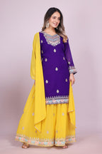 Teeya Creation Multi Color Faux Georgette Embroidery Work Fully Stitched Salwar Suit | Grocsy