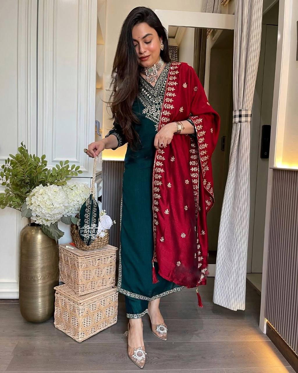 Prazu Fashion Royal Blue Chinon Silk Sequence Embroidered Salwar Suit | Grocsy