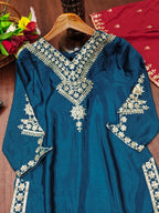 Prazu Fashion Royal Blue Chinon Silk Sequence Embroidered Salwar Suit | Grocsy
