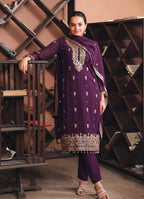Prazu Fashion Dark Purple Georgette Sequence Embroidered Salwar Suit | Grocsy