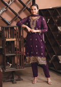Prazu Fashion Dark Purple Georgette Sequence Embroidered Salwar Suit | Grocsy