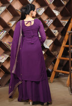 Prazu Fashion Purple Georgette Sequence Embroidered Sharara Suit | Grocsy